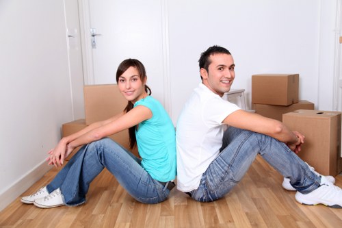 Removal team loading boxes and household items for a Pimlico move