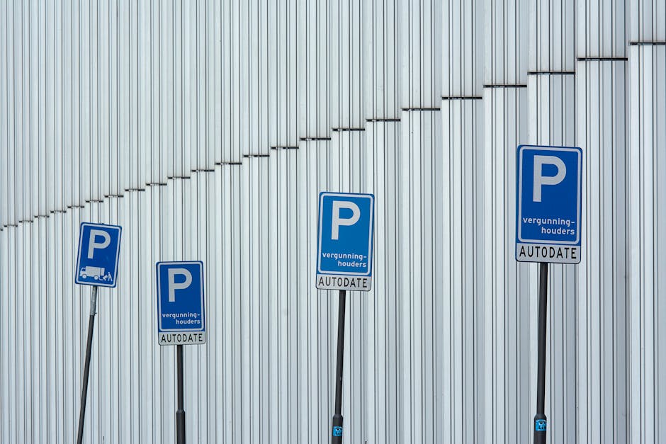 A blue parking sign with a white 'P' and a wheelchair symbol, indicating designated accessible parking. The sign is mounted on a metal pole positioned against a dark, smooth exterior wall, which appears to be part of a building or parking area. The shadow of the sign is cast onto the wall, suggesting the light source is coming from the left side of the image. The setting implies a designated parking space for individuals with disabilities near an area used for house removals or furniture transport, aligning with relocation services such as those provided by Man and Van Pimlico. The scene captures a clear, unobstructed view of the sign, emphasizing compliance with parking regulations relevant to moving logistics and parking permits in Westminster's Pimlico district.
